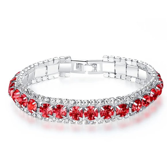 Petite Red Crystal & White Rhinestone Bracelet - Picture 2 of 3